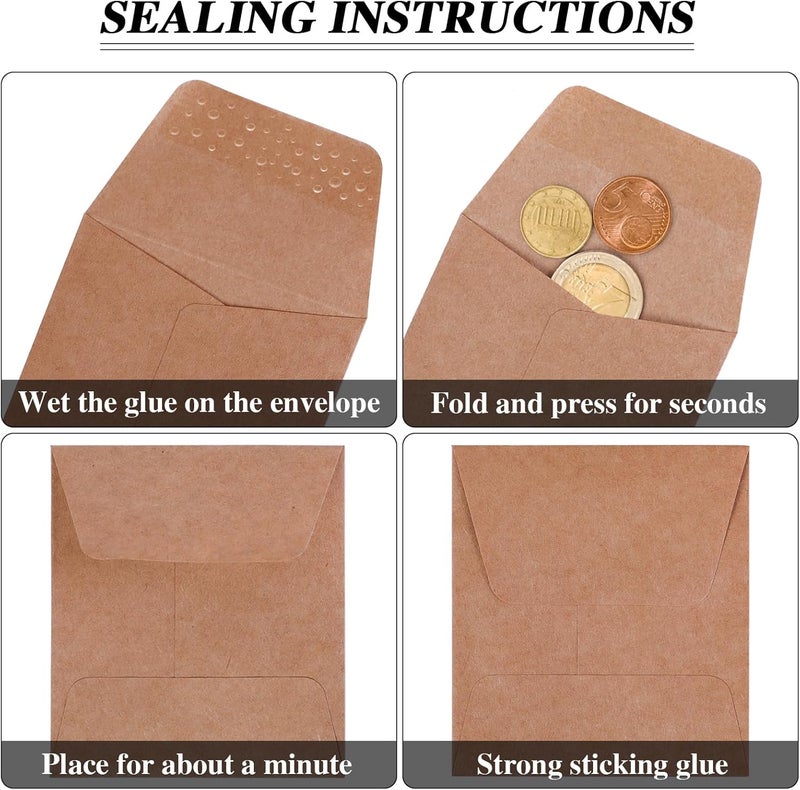 Tuhangcc 200 Pack Kraft Small Exquisite Coin Envelopes 3-1/6 x 3-1/2 Kraft Seed Envelopes with Self-Adhesive for Garden, Home and Office… (200 pack 3.15 * 3.5) - Image 3